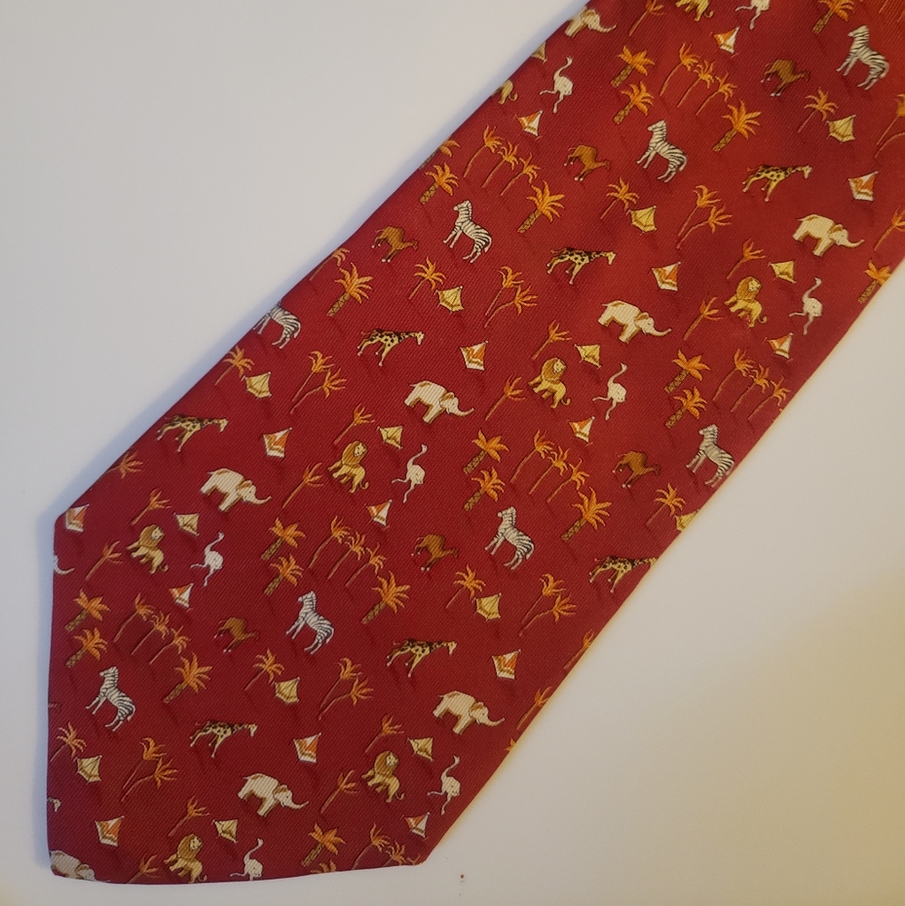 Salvatore Ferragamo necktie animal print motif. Like new condition
